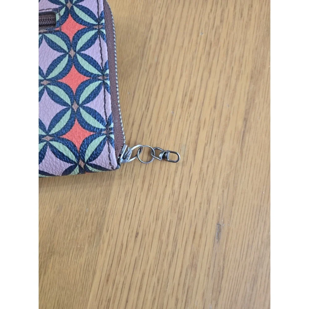 FOSSIL SYDNEY SIGNATURE ZIP CLUTCH WALLET WRISTLET Retro Funky Pattern